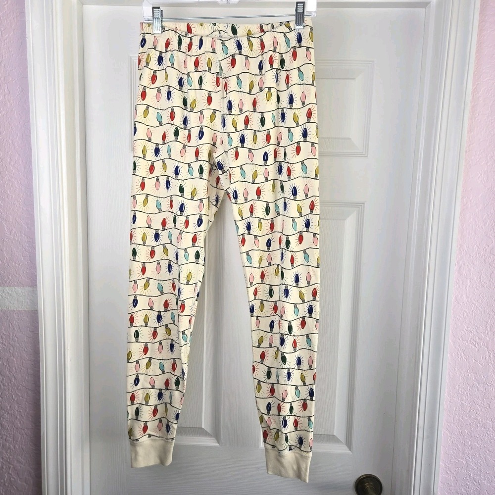 Hanna Andersson Christmas Lights Adult Unisex Pajama Pants Size M Organic Cotton